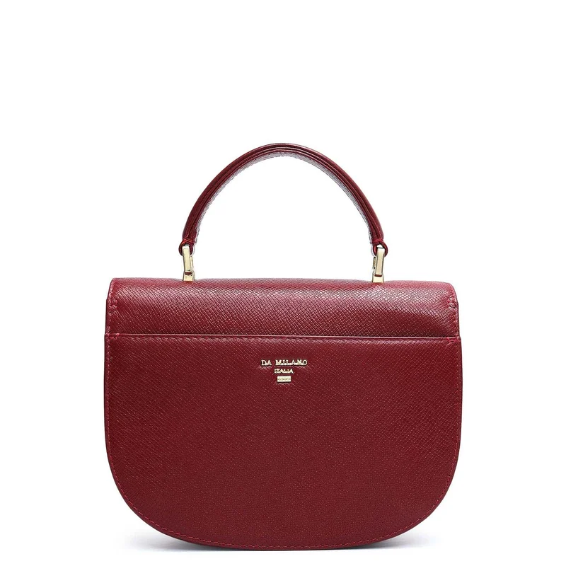 Da Milano Cherry Small Franzy Leather Satchel - Cherry for Women | Best Price UAE